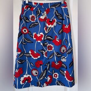 Boden Isabelle Print Floral A-Line Skirt Blue/Red/White Size 4R